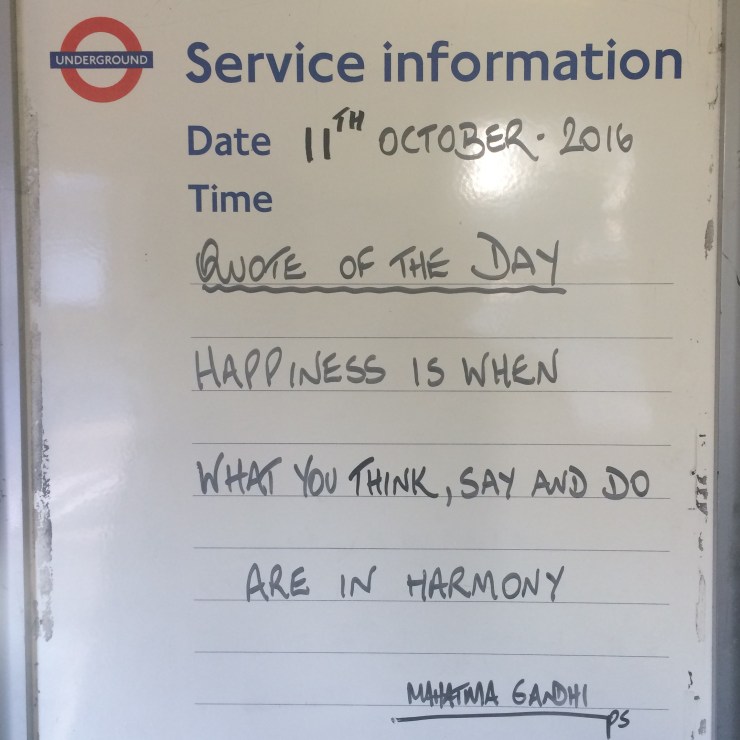 Whiteboard at London Underground station